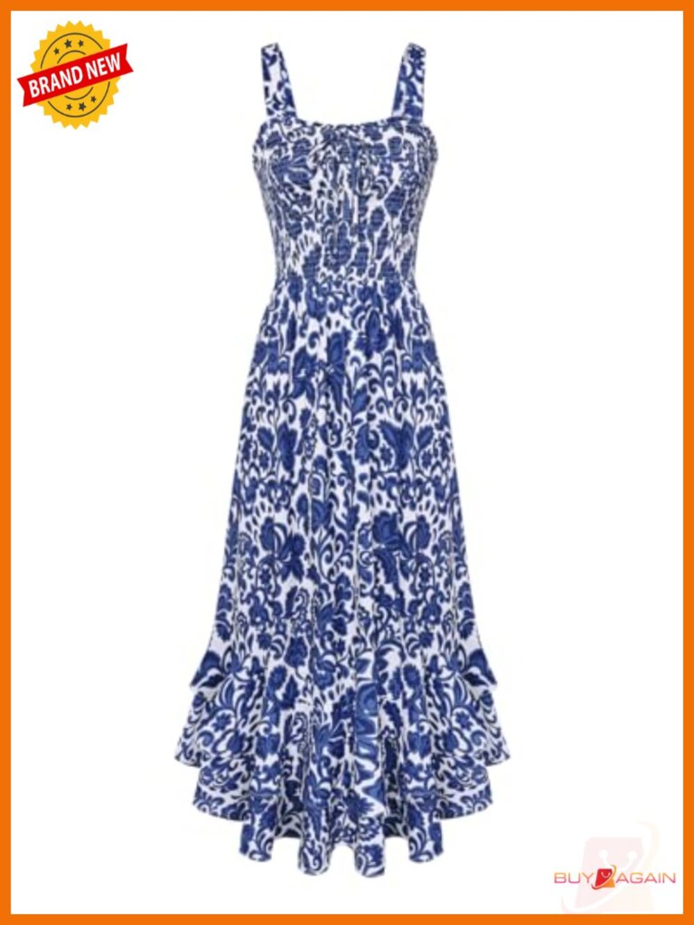 Women's Floral Maxi Dress Smocked Open Back Tiered Ruffle Summer Boho